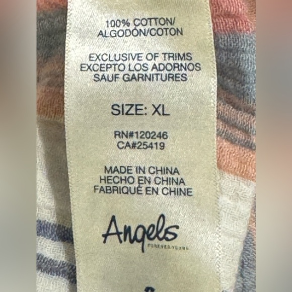 Angels Forever Young Striped Cotton Ladies Shorts, Size Large Muted Color Stripe - Picture 5 of 5